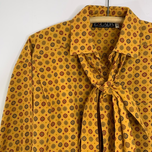 ESCADA Vintage Geometric Blouse with Ties - Sz. 36 - Picture 3 of 13